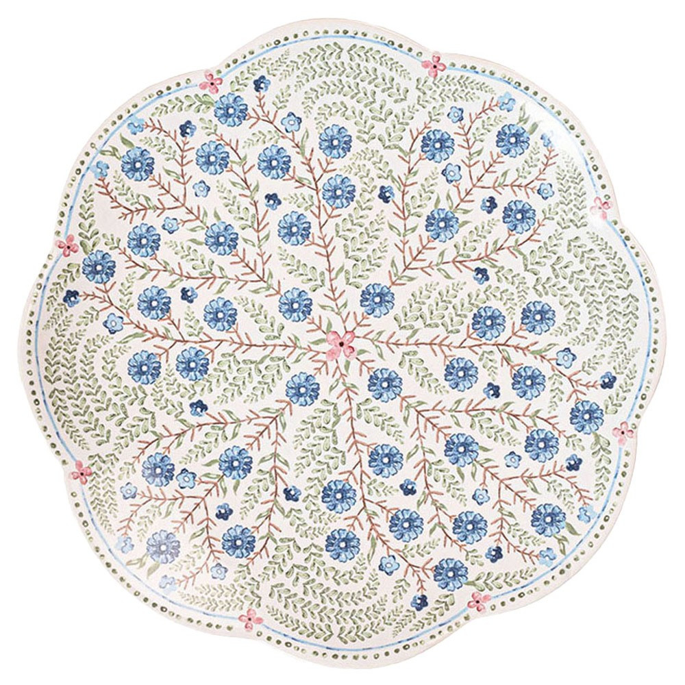 Juliska Villa Seville French Chambray Floral Ceramic Scalloped Salad Plate | Kathy Kuo Home