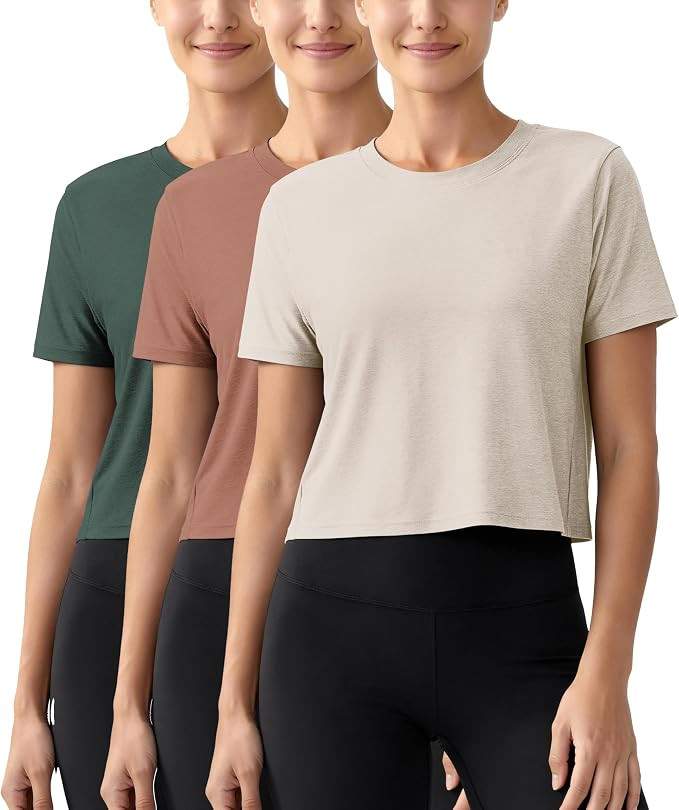 ASLABCREW Women's Everyday Comfort Cropped Tee, Ultra Soft Performance Short Sleeve Relaxed Crop ... | Amazon (US)