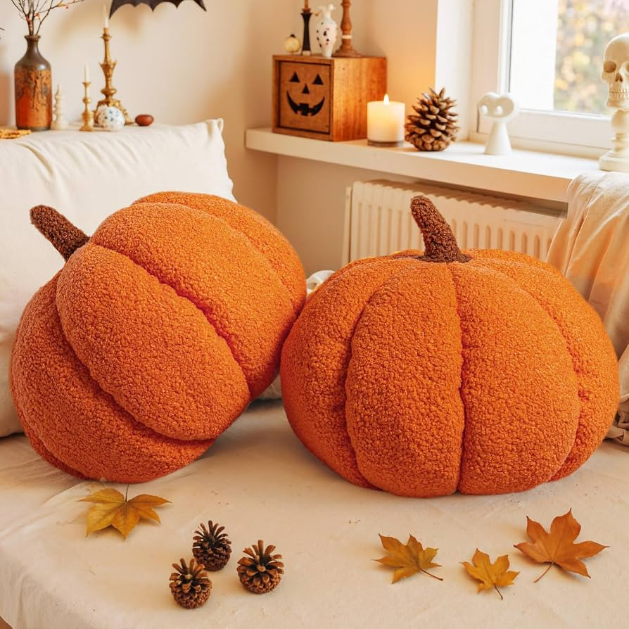 Lanpn Fall Pumpkin Pillows Set of 2, Halloween Decoration Decorative Throw Pillows Soft Fleece Sh... | Amazon (US)