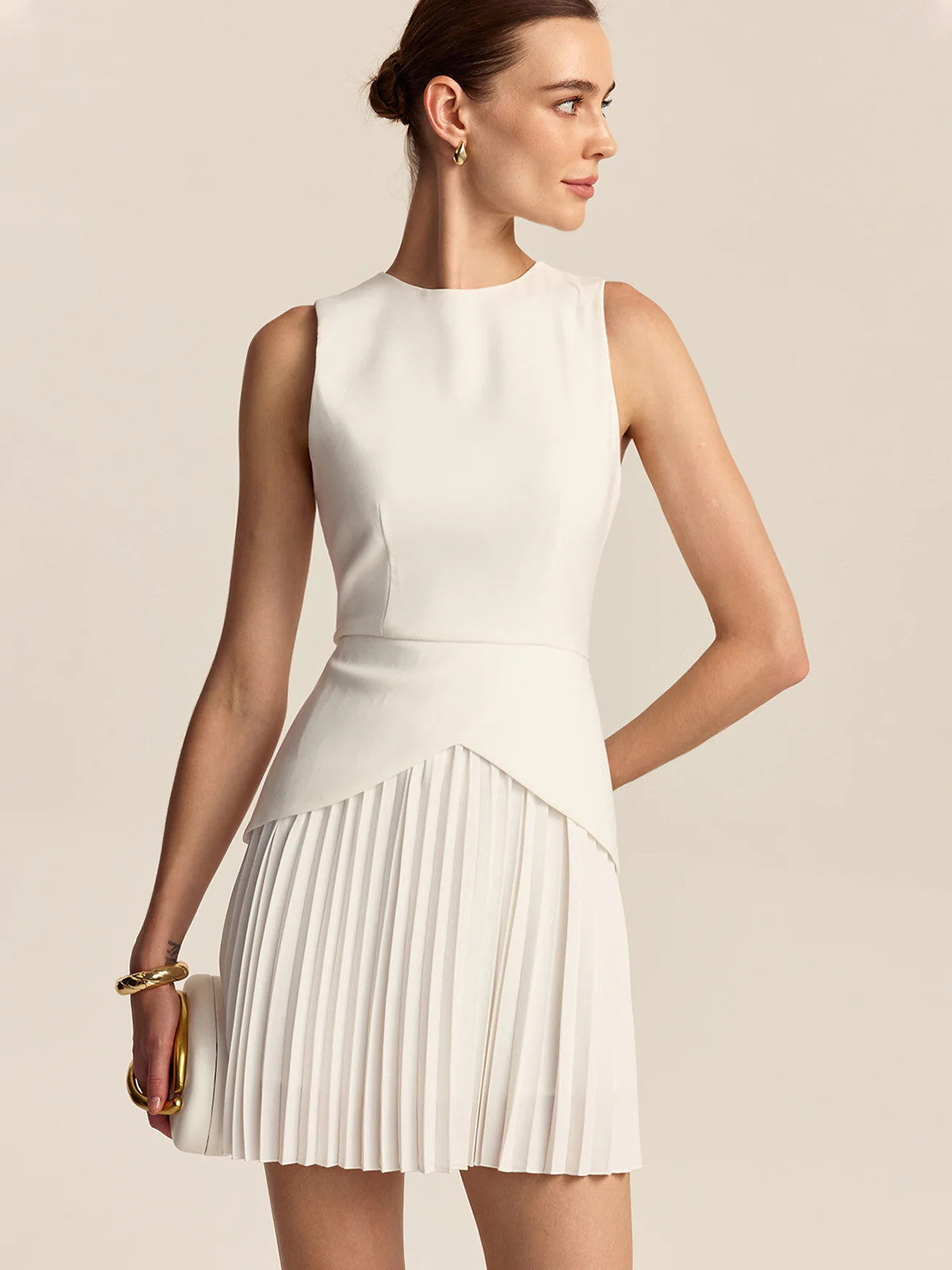 Pleated Hem Mini Dress | Commense