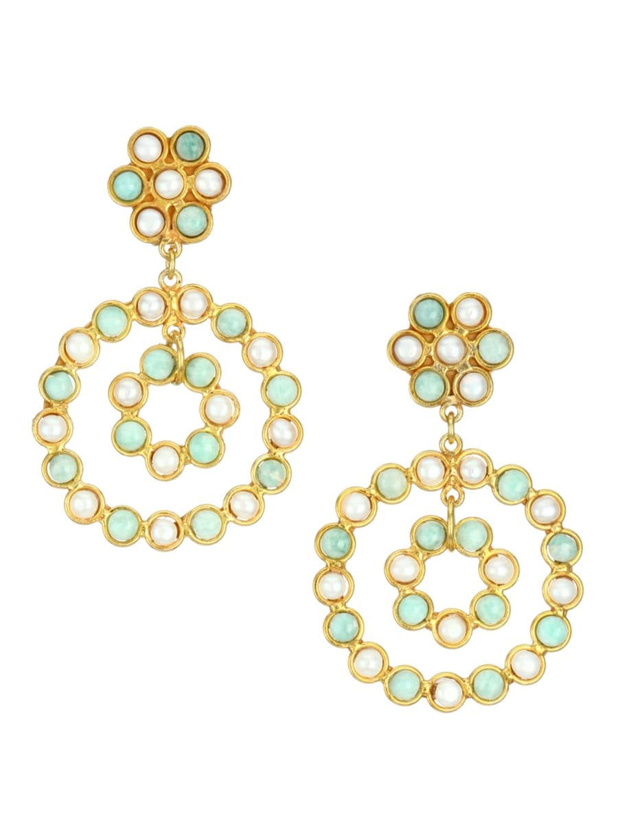 Sylvia Toledano Flower Candies 22K Goldplated &amp; Multi-Stone Clip-On Drop Earrings | Saks Fifth Avenue