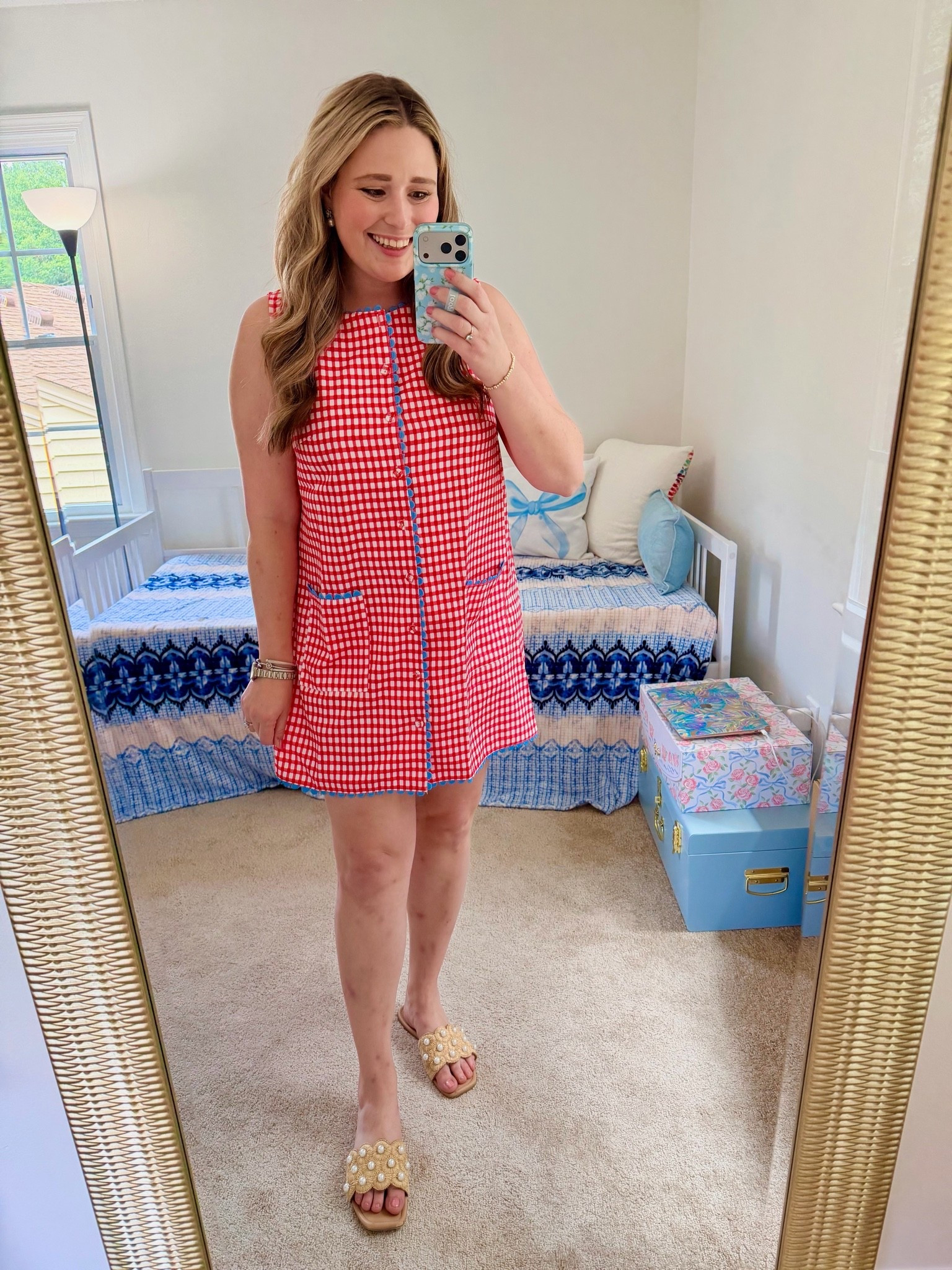 Casual Friday Outfit || Patriotic Dress || Red white and blue dress || red shift dress || WFH outfit

#LTKootd