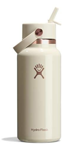 Hydro Flask Water Bottle - Insulated Stainless Steel - Wide Mouth Flex Straw Lid, Non Spill, Leakproof and Refillable in 32 Oz Linen Rose Gold | Amazon (US)
