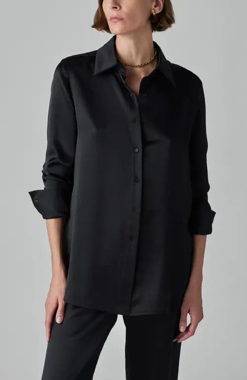 CO Silk Button Down Shirt in Black at Nordstrom, Size Xx-Small L | Nordstrom