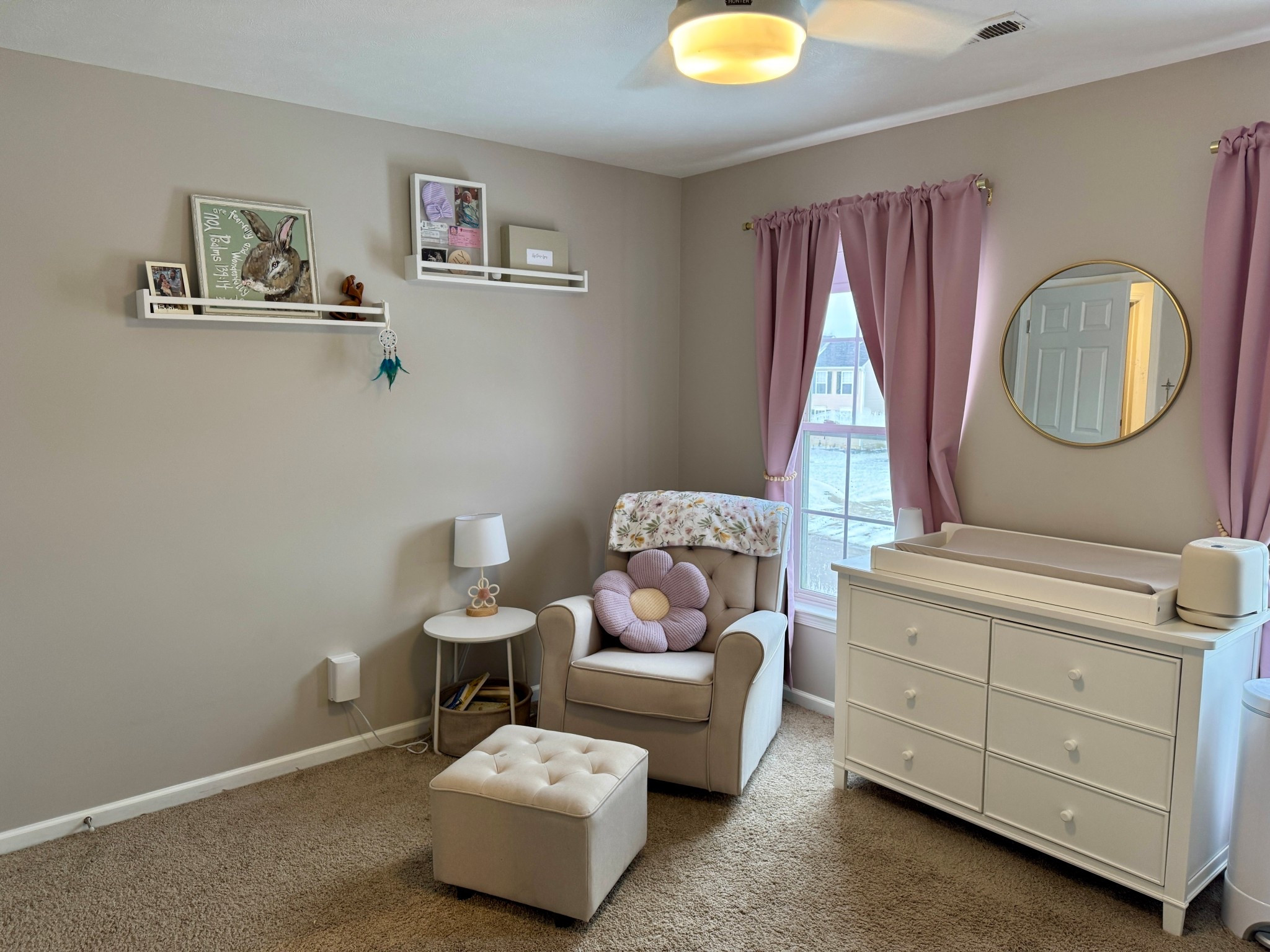 Baby girl nursery 🩷

Nursery glider | rocking chair | nursery furniture | shelves | wall decor | curtains | flower pillow | baby registry must haves | home decor | wall decor | round mirror | 

#LTKBump #LTKBaby #LTKHome