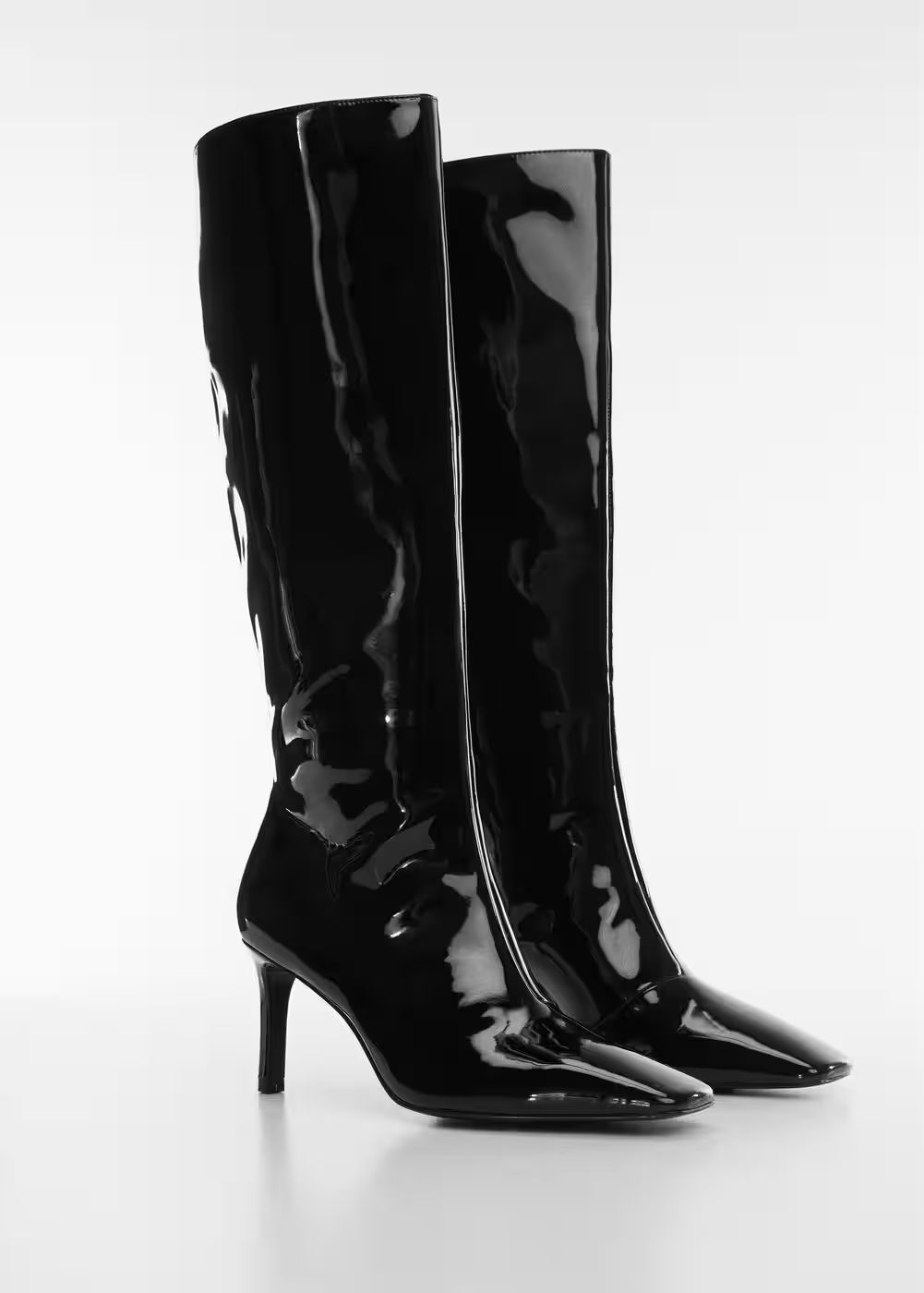 Patent leather-effect heeled boots | MANGO (US)