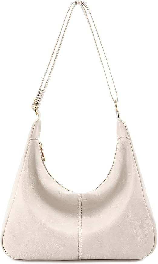 Hobo Bags for Women Foldable Vegan Leather Shoulder Handbag Slouchy Tote Crossbody Purses | Amazon (US)