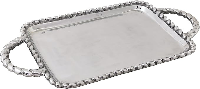 Boston International Trays Aluminum Platter with Rope Edging and Handles, Large, Silver | Amazon (US)