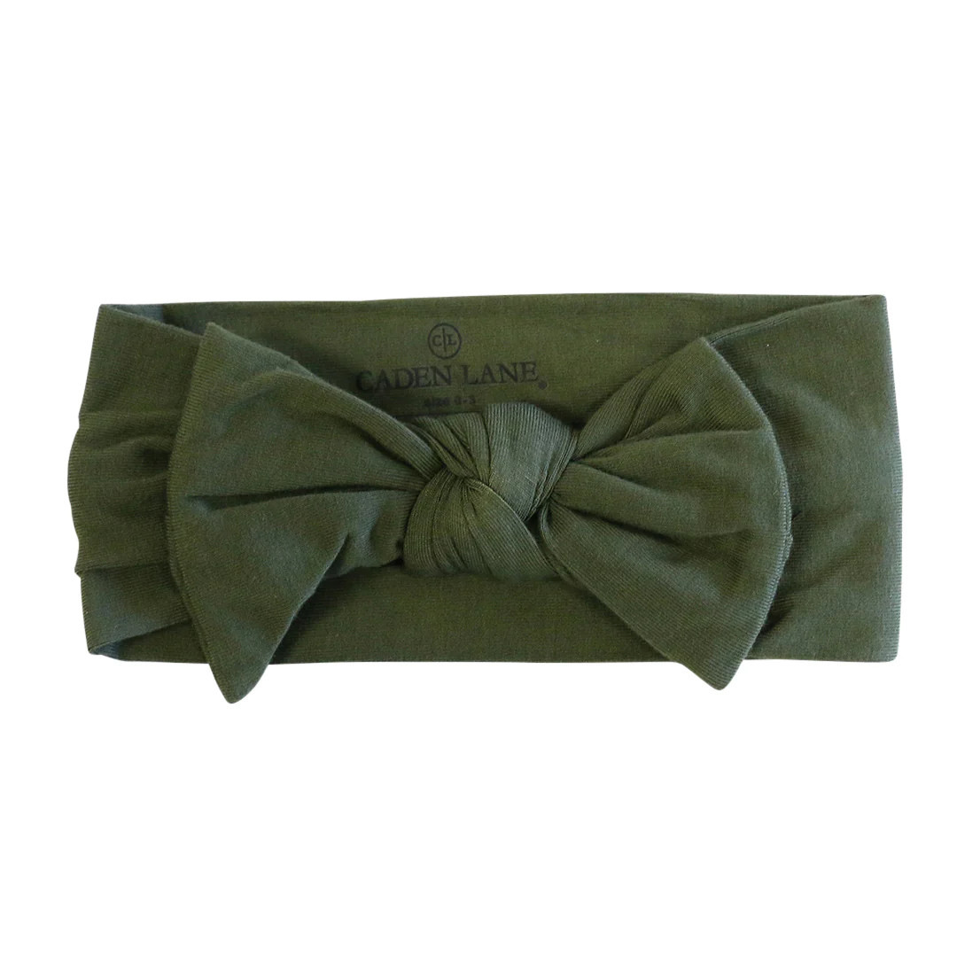 Solid Olive Knit Large Bow Headwrap | Caden Lane