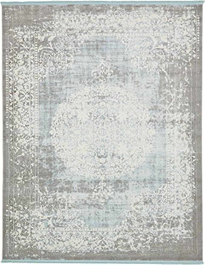 Vintage Castle Collection Rugs Light Blue 8' x 10' FT Area Rug - Modern & Traditional Design - Home  | Amazon (US)