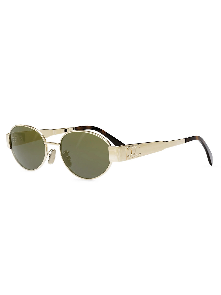 Women's Triomphe 54MM Oval Sunglasses - Gold Green | Saks Fifth Avenue