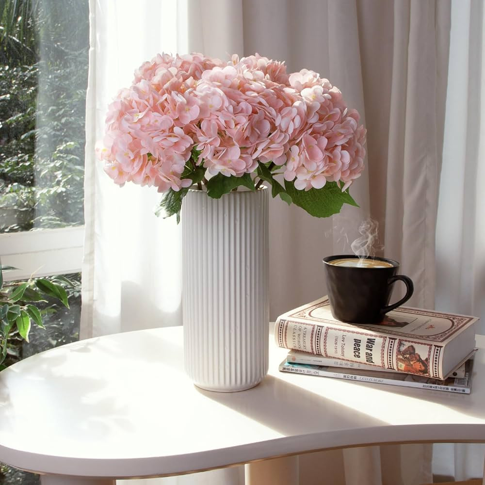 5PCS Hydrangea Artificial Flowers, Real Touch Latex Hydrangeas, Realistic Faux Floral Décor for ... | Amazon (US)