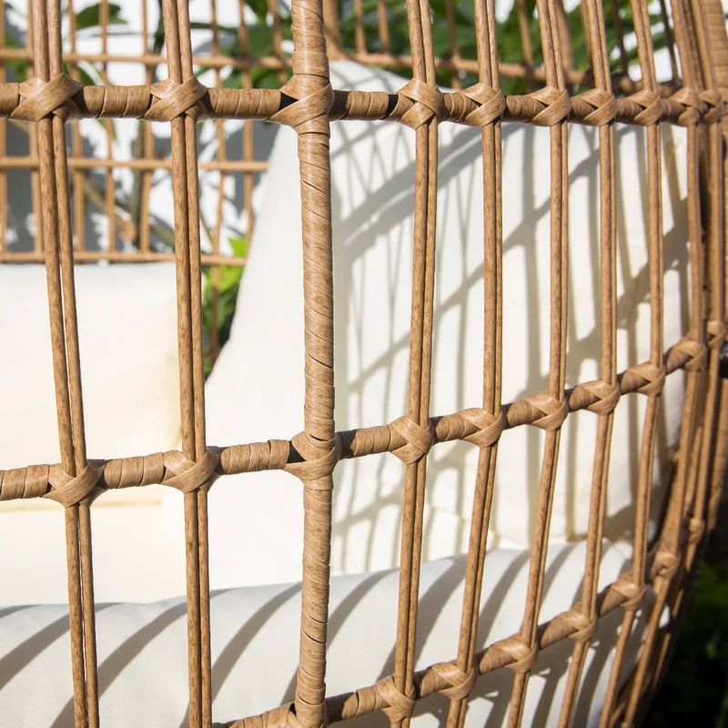 Wicker Oasis Lounger: Teardrop Egg Chair with Stand & Cushions | Wayfair North America