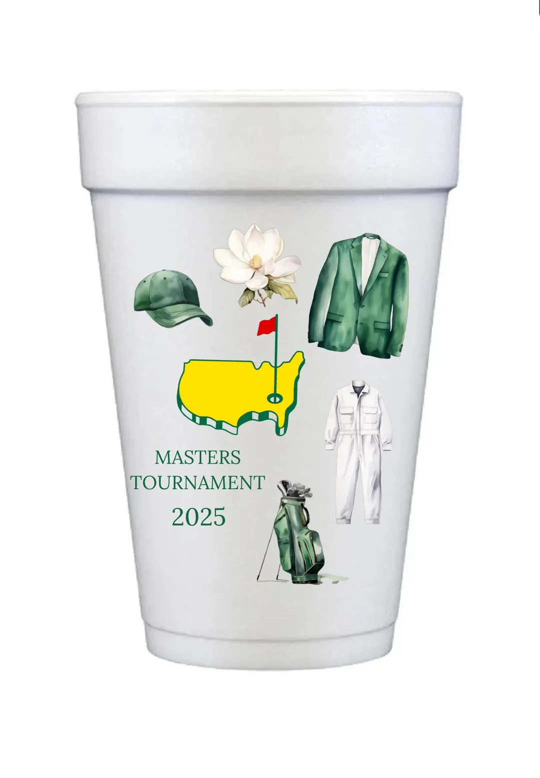 Masters Party Cups, the Masters Tournament, Golf Party Cups, Custom Foam Cups, Set of 10 - 20oz -... | Etsy (US)
