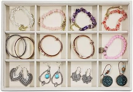 Stratalife Velvet Jewelry Organizer Stackable Earrings Organizer 12 Grid Bracelet Organizer Jewel... | Amazon (US)