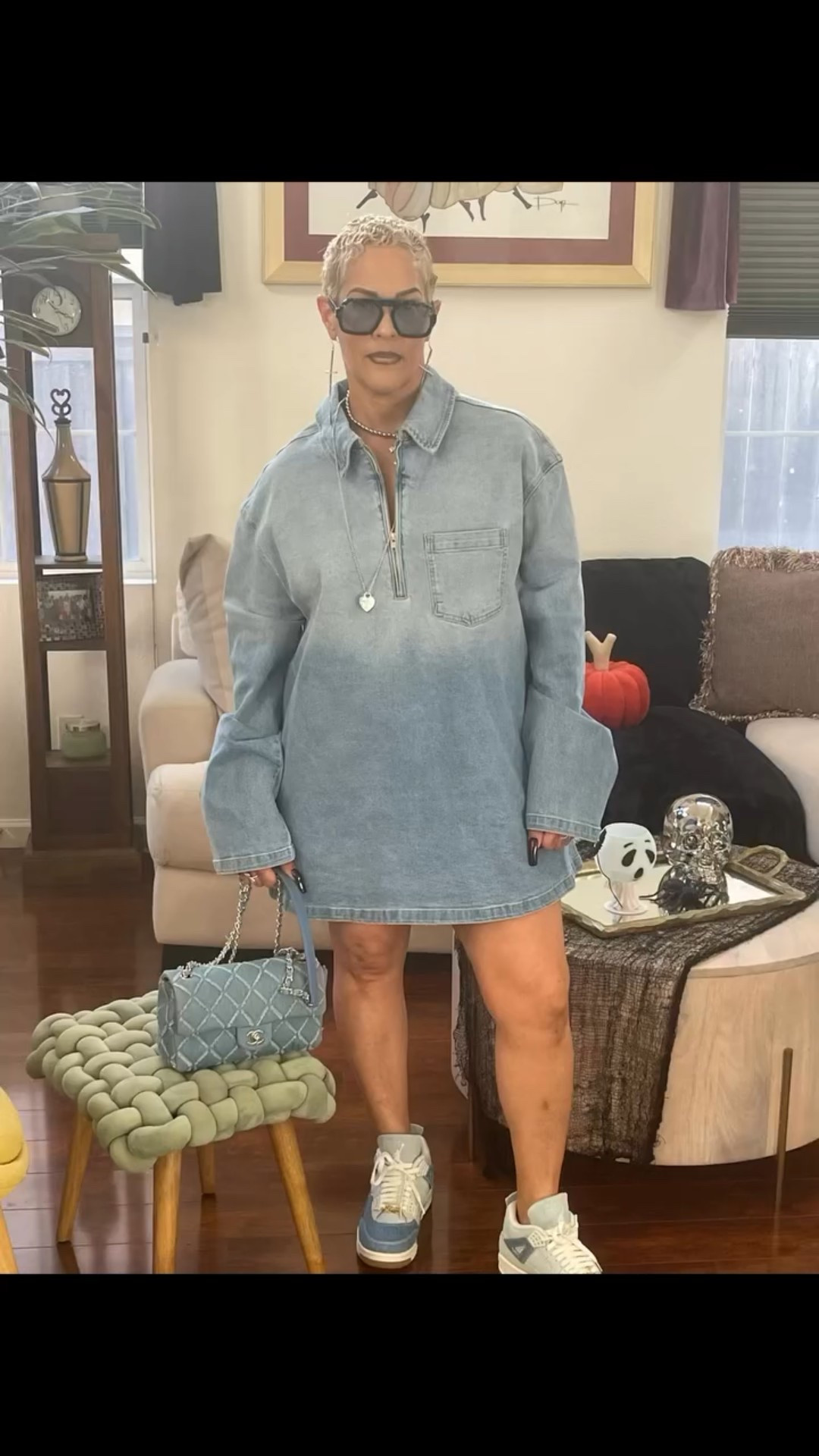 Just being me on a Sunday. The denim J’s! She ate!! 🔥🔥🔥🔥#fyp #jordan #fashion #denim #style #stylist #fashioninspo #foryou #foryourpage #foryoupage #sunday #sundayfunday #nummy #ootd #latepost #over50andfabulous #over50fashion #stillgotit #ate #lookgood #feelgood #inspiration #vibes #mood