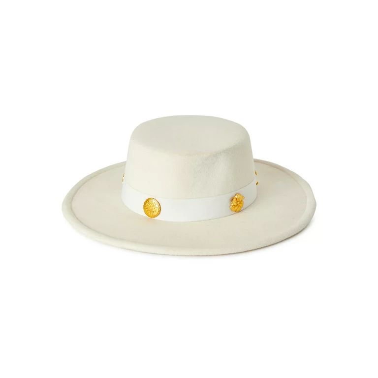 No Boundaries Women's Juniors Boater Hat with Stud Trim | Walmart (US)