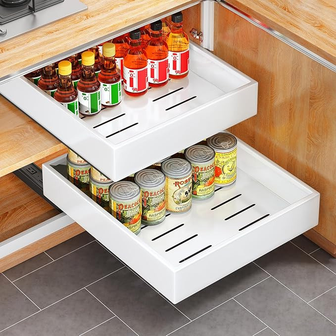 Pull out Cabinet Organizer, 21"Deep, Heavy Duty Full-Extension Slide out Drawers for Kitchen Cabi... | Amazon (US)