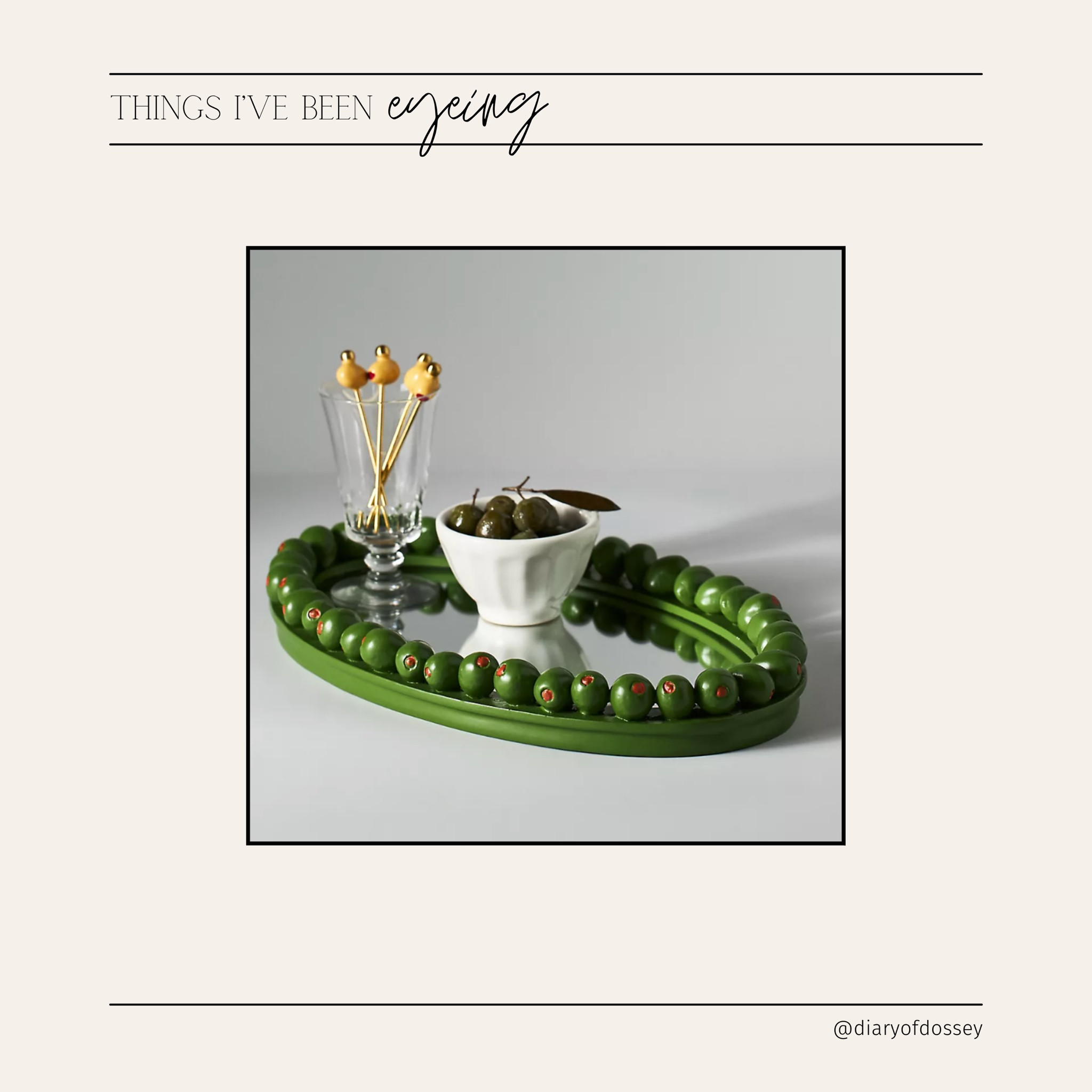 Fun home find at #anthropologie 

#barcart #olives #tinitime #martini #home

#LTKHome #LTKFindsUnder100 #LTKGiftGuide