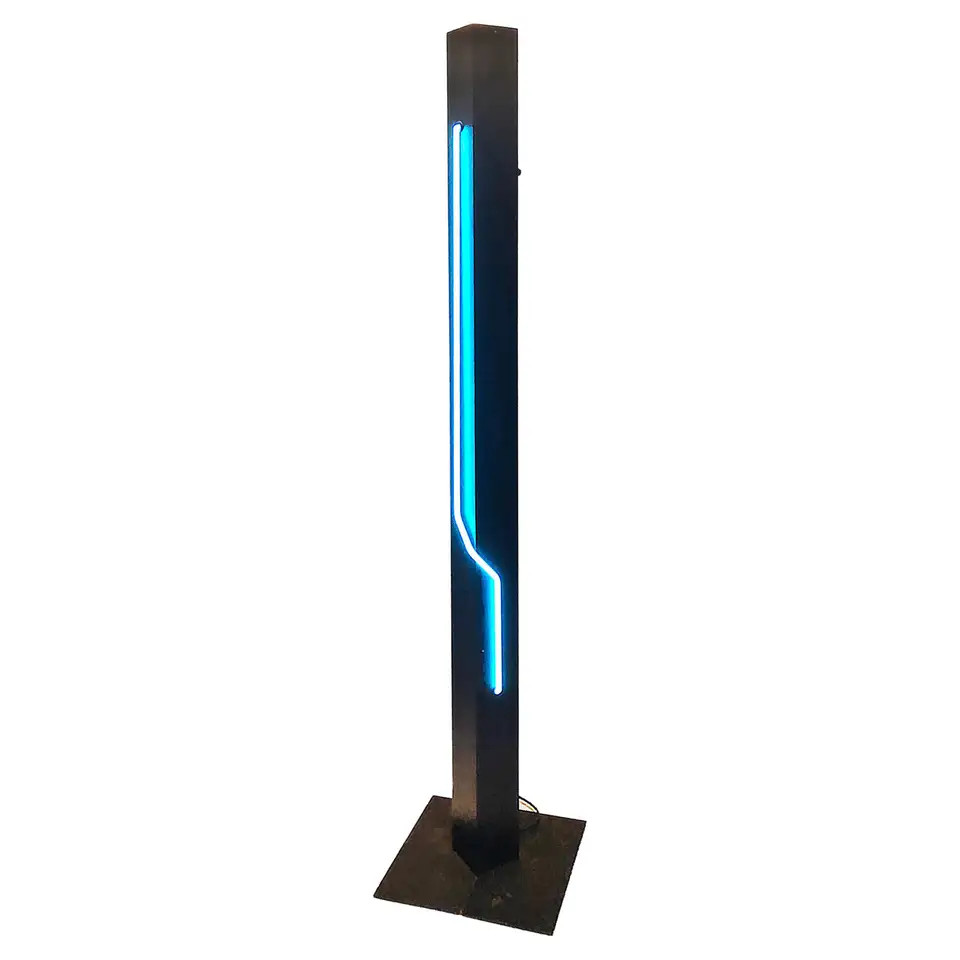 Postmodern Rudi Stern Sculpture and Torchiere Lamp "Let There Be Neon" | 1stDibs