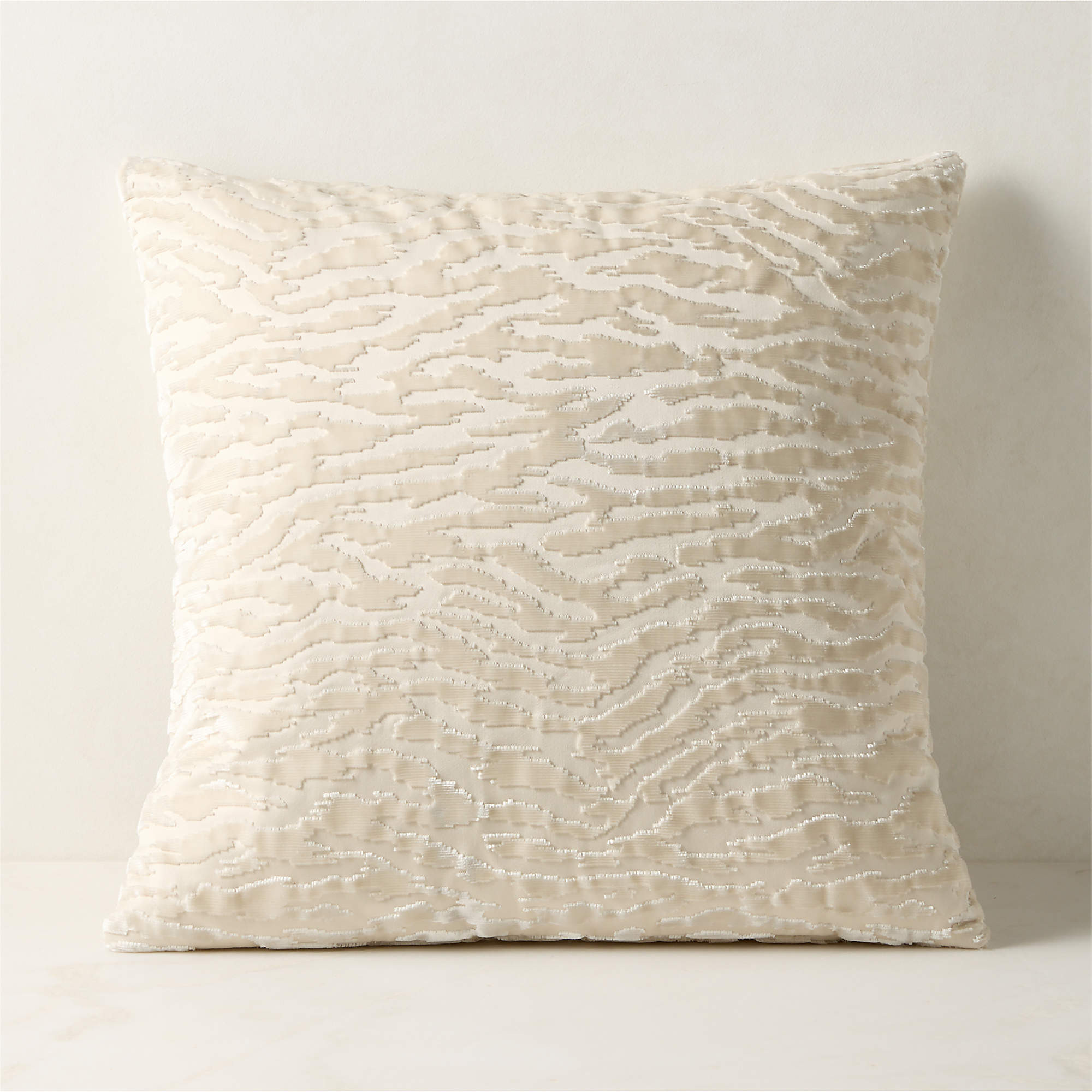 Tigris Warm White Cotton and Viscose Throw Pillow with Down-Alternative 20"x20" | CB2 | CB2