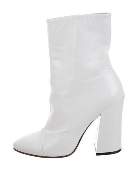 Dries Van Noten Leather Ankle Boots White | The RealReal