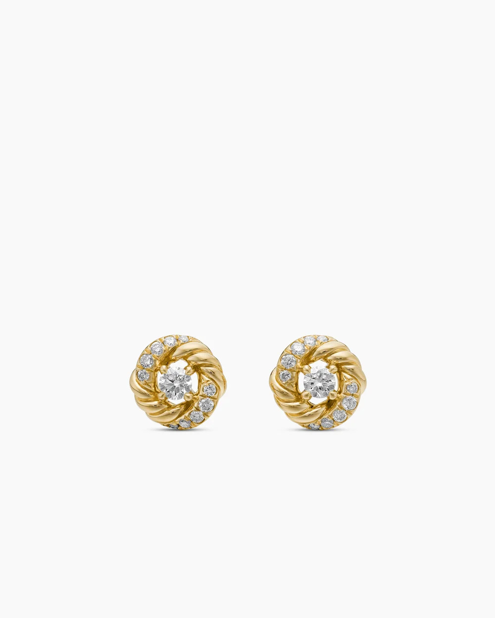 David Yurman | Petite Infinity Stud Earrings in 18K Yellow Gold with Diamonds, 7.8mm | David Yurman