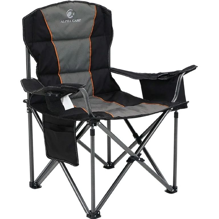 Alpha Camper Foldable Camping Chair Oversized Padded Heavy Duty Portable Quad Chair with Cooler B... | Walmart (US)