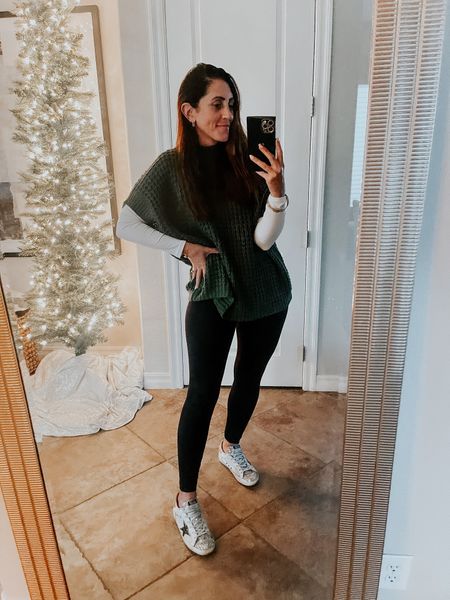 Oversized sweater (size small) with ribbed long sleeve tee (sized up to a medium)  and seamless leggings (also sized up to medium)! Golden goose sneakers 

#LTKHoliday #LTKsalealert #LTKfindsunder50
