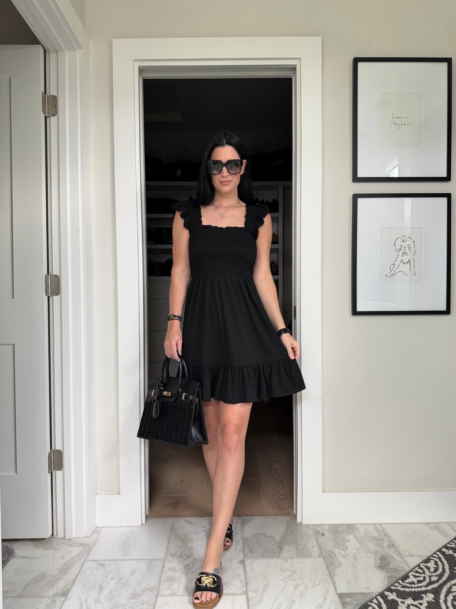 In love with this black mini dress! I’m wearing a size small. 

Use code 20ASHLEY for 20% off my Lisi Lerch bag.