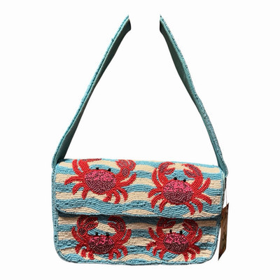 America & Beyond Express Edit Women\u2019s Blue/White Beaded Crab Shoulder Bag | eBay | eBay US
