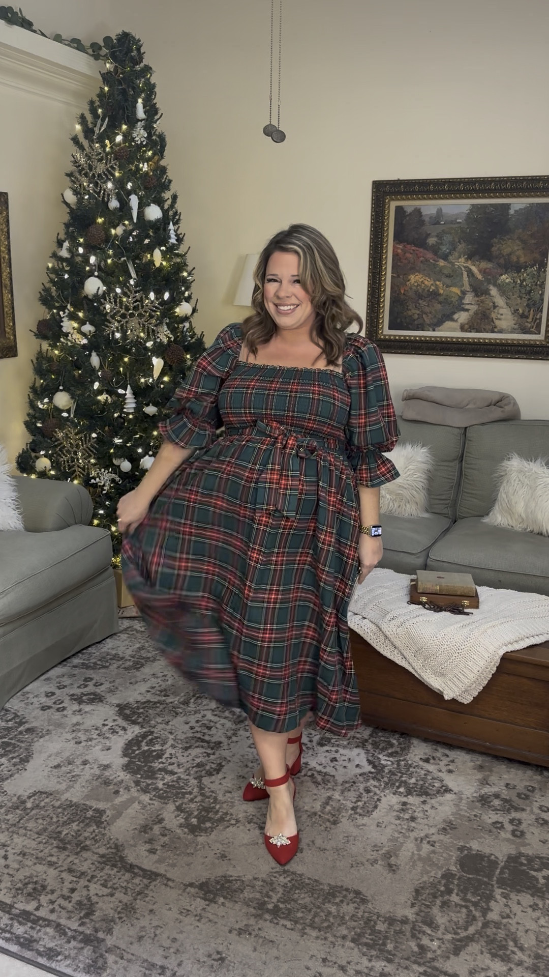 This festive dress is from last year from Red Dress Boutique and it is stunning in every way for any body shape whether you are expecting, rocking that baby bump or not. I also attached a bunch of similar dresses since I think these are out of stock now. The most similar plaid puff sleeve dresses look to be from Cupshe and Mint Julep.

Bump friendly dress
Holiday dresses 
Christmas dress
Plaid midi dress
Midsize dress
Puff sleeve dresses
Square neck dress

#LTKHoliday #LTKMidsize #LTKSeasonal