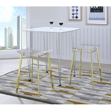 Acrylic Artina Gold Chrome Barstools - Set of 2 | Walmart (US)