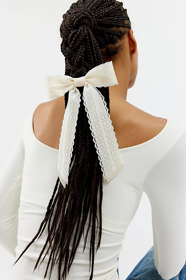 Dolly Satin Lace Hair Bow Barrette | Urban Outfitters (US and RoW)