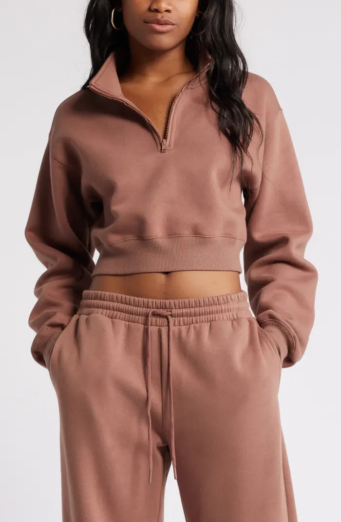 Quarter Zip Fleece Detail Sweatshirt | Nordstrom
