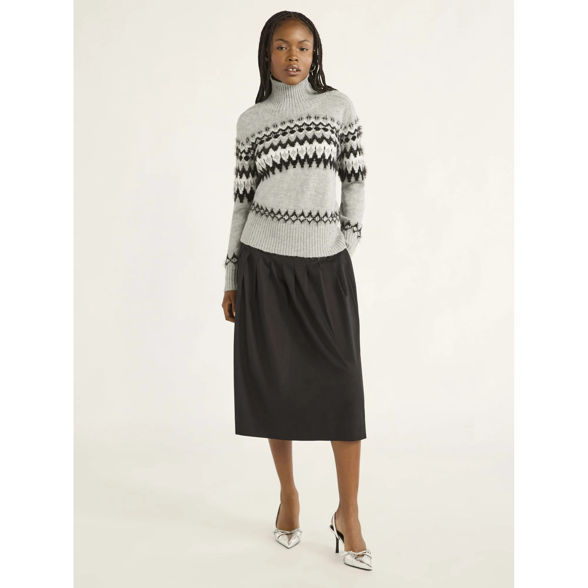 Free Assembly Women’s Fair Isle Turtleneck Sweater, Midweight, Sizes XS-XXXL | Walmart (US)