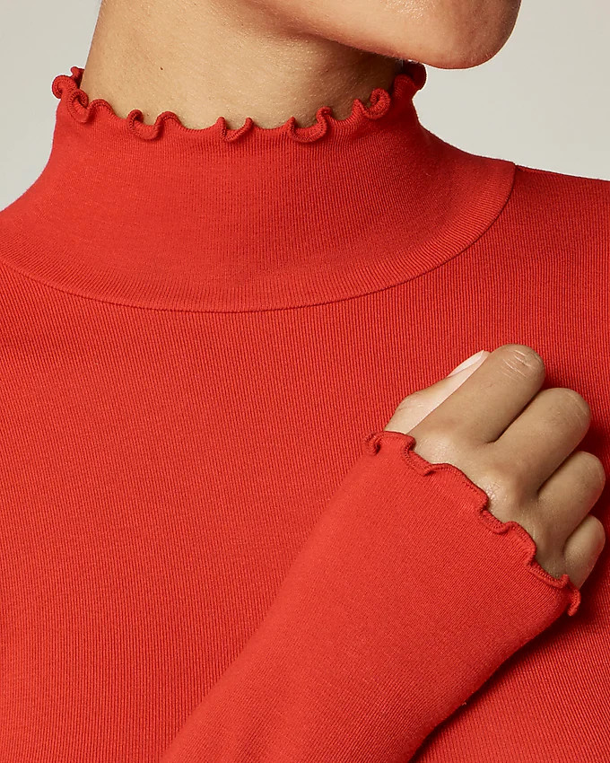 Refined rib lettuce-trim turtleneck | J. Crew US