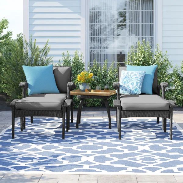 3 Piece Rattan Seating Group with Cushions | Wayfair North America