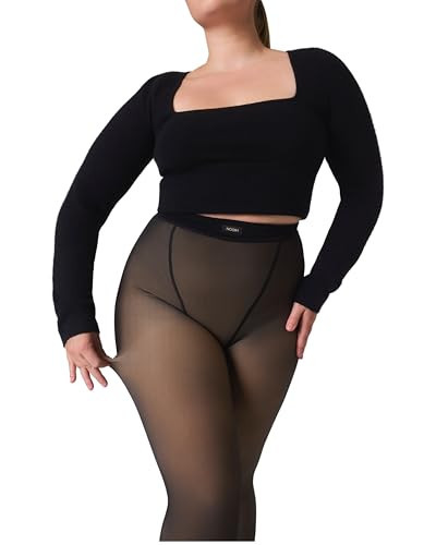 NOOSH Getnoosh TOAST Fleece-Lined Tights For Women | Stylish & Elegent Sheer Illusion - High-Waist Shaping Women's Tights | Warmth & Comfort | Fair/Black - S/M | Amazon (US)