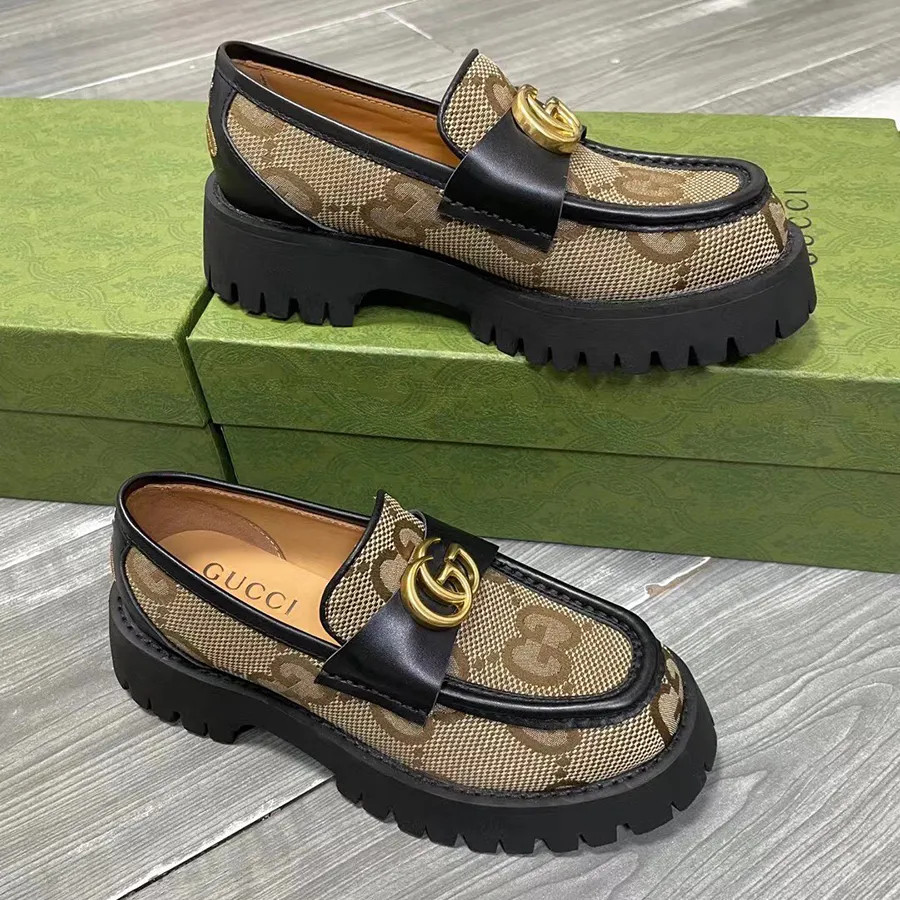 GG Loafers 5CM Bottom Lug Sole Fashion Shoes Brand Women Slides Reflections Satin Mules Ruched Lo... | DHGate