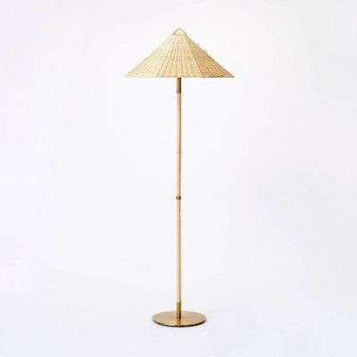 Floor Lamp Gold Iron with Tapered Rattan Shade (Includes LED Light Bulb) - Threshold™ designed ... | Target