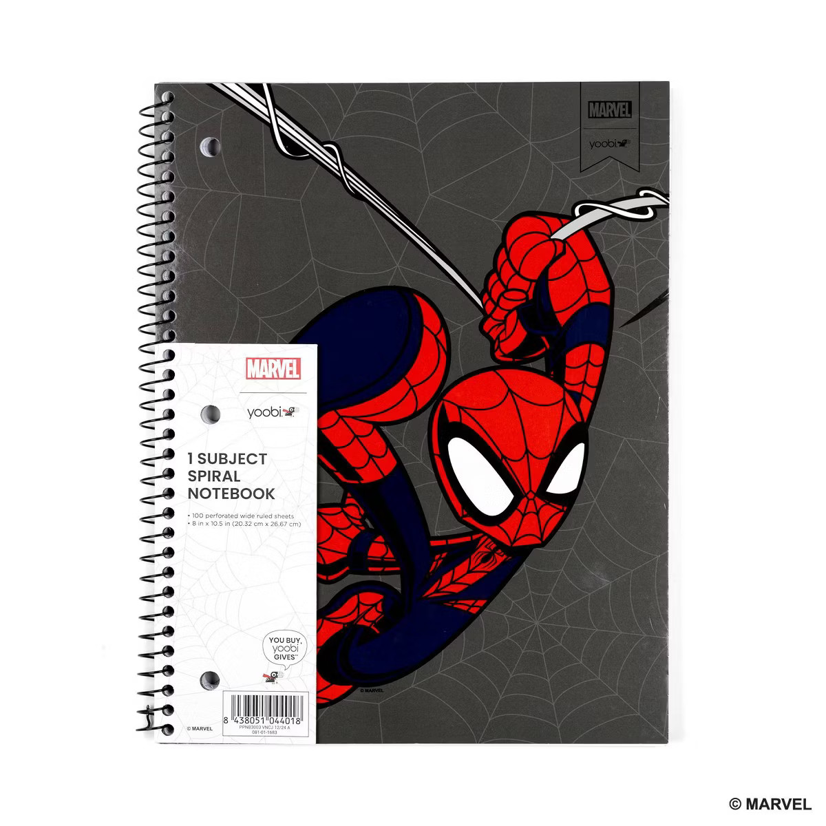 Yoobi Marvel 1 Subject Notebooks 8"x10.5" Wide Ruled Spider-Man Web | Target