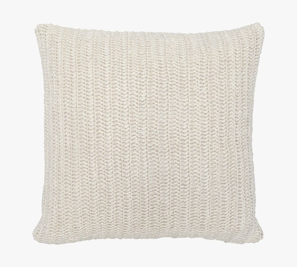 Olan Handknit Pillow Cover, 22"", Ivory | Pottery Barn (US)