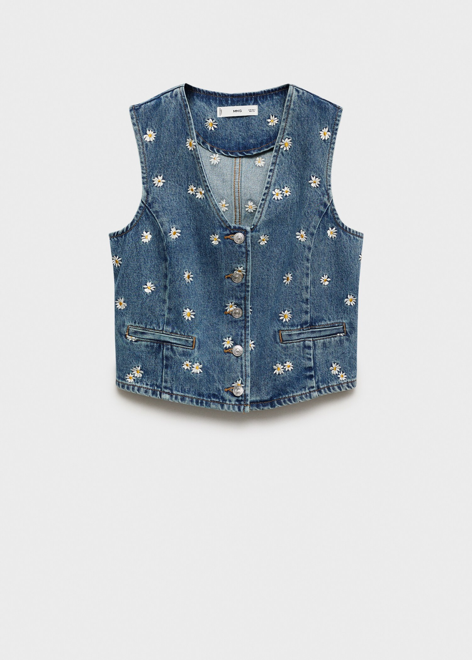 Flower-embroidered cropped waistcoat - Women | MANGO USA | Mango (US/MX/AU)