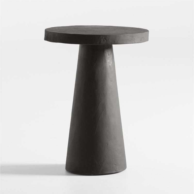 Willy Charcoal Round Pedestal Side Table by Leanne Ford + Reviews | Crate & Barrel | Crate & Barrel