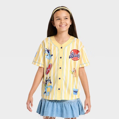 Girls' Bluey Bingo Softball Jersey - Yellow S | Target