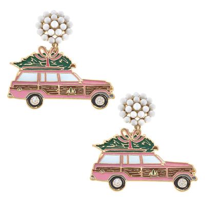 CANVAS Style x APStyle Enamel Christmas Station Wagon Earrings | CANVAS