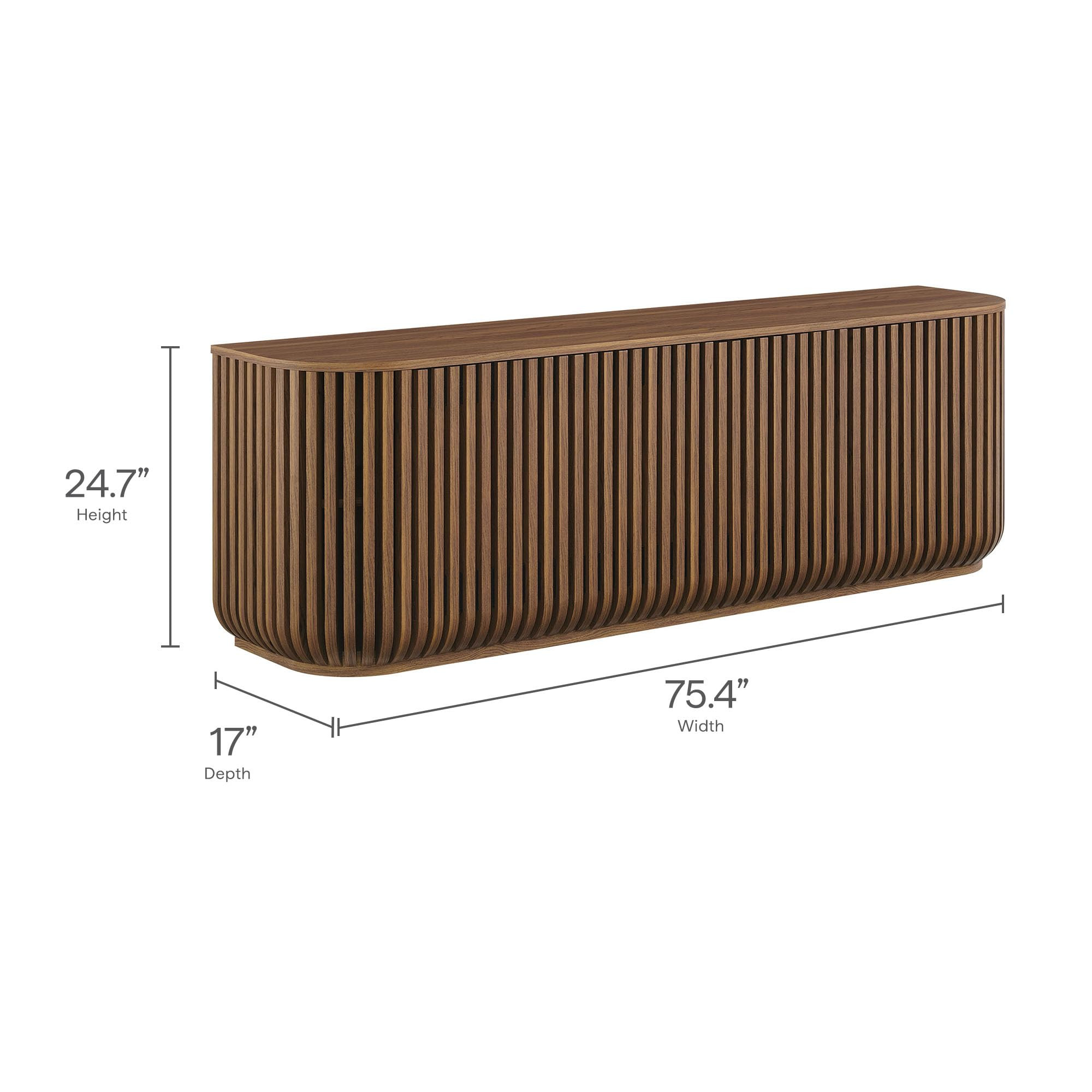 Modway Fortitude 75" Fluted Curved Sideboard Buffet with 4 Doors in Walnut – Modern Media Conso... | Amazon (US)