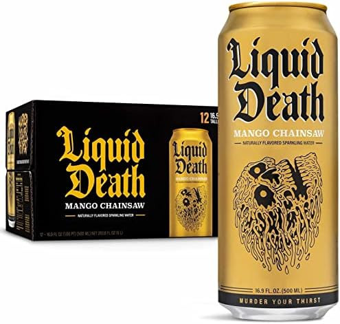 Liquid Death Sparkling Water, Mango Chainsaw 16.9 oz. Tallboys (12-Pack) | Amazon (US)