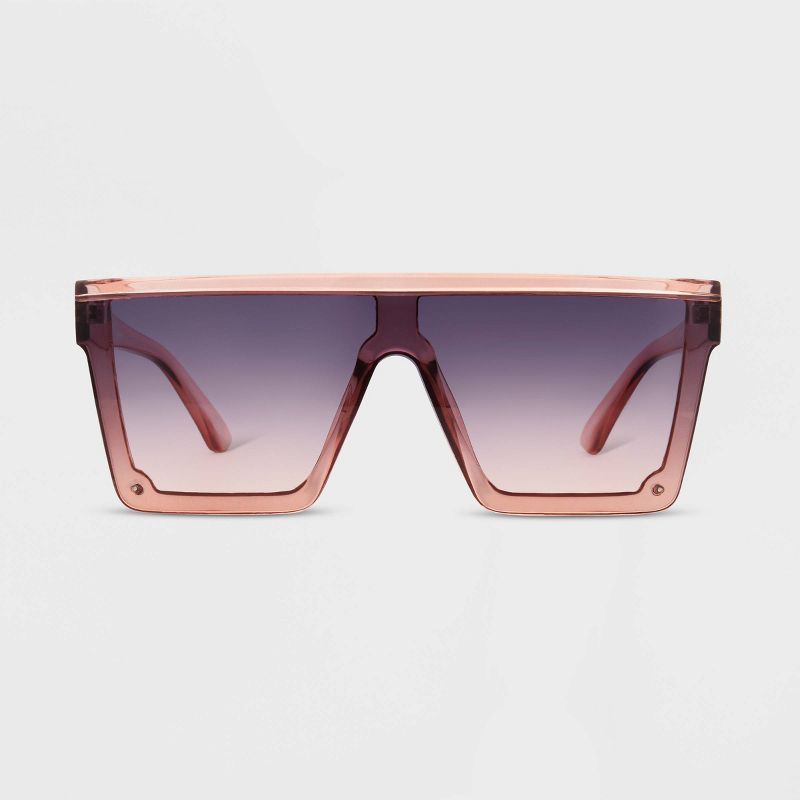 Women's Shiny Plastic Shield Sunglasses - Universal Thread™ Rose Pink | Target